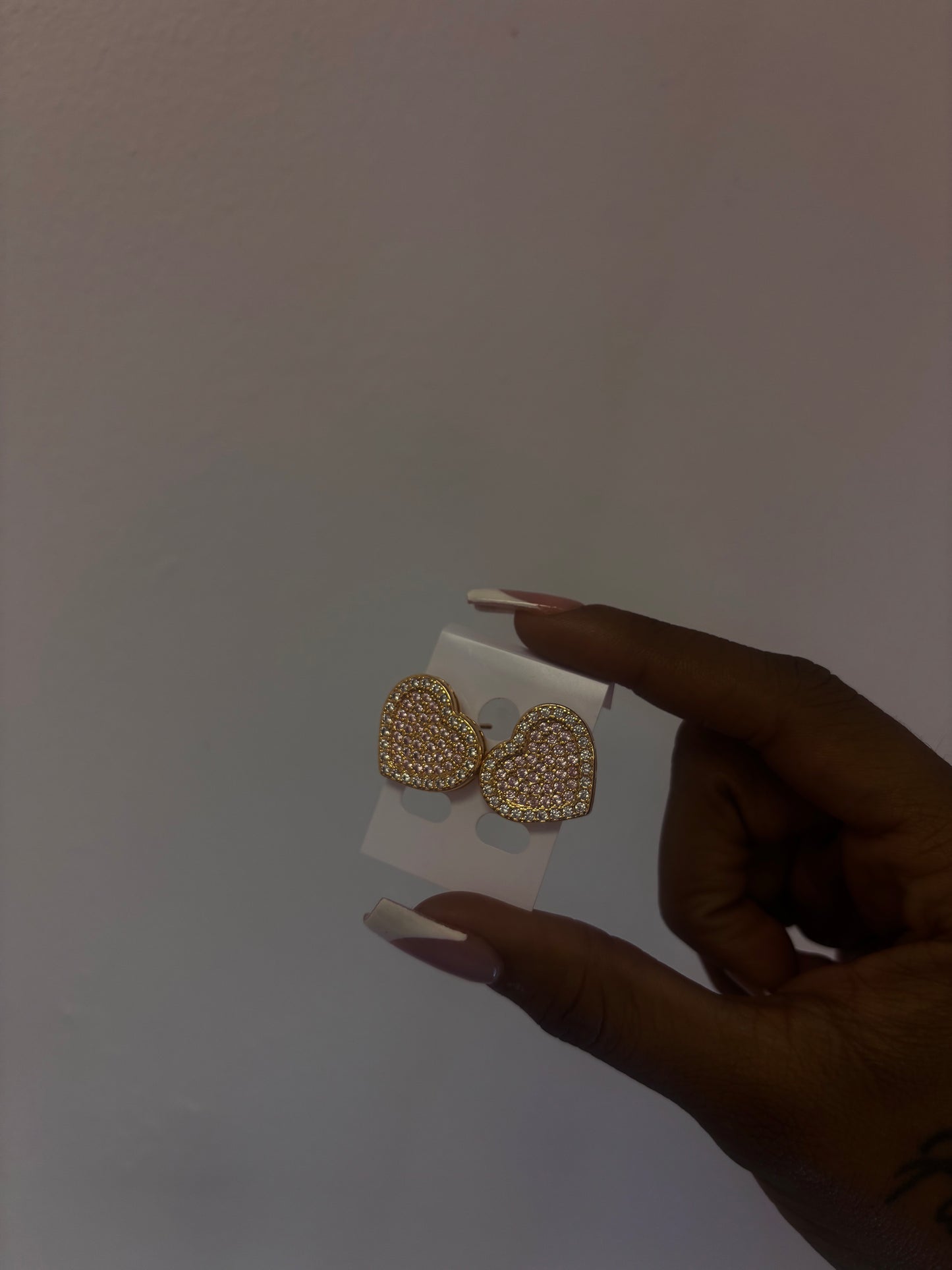 18k gold plated pink heart stud earrings