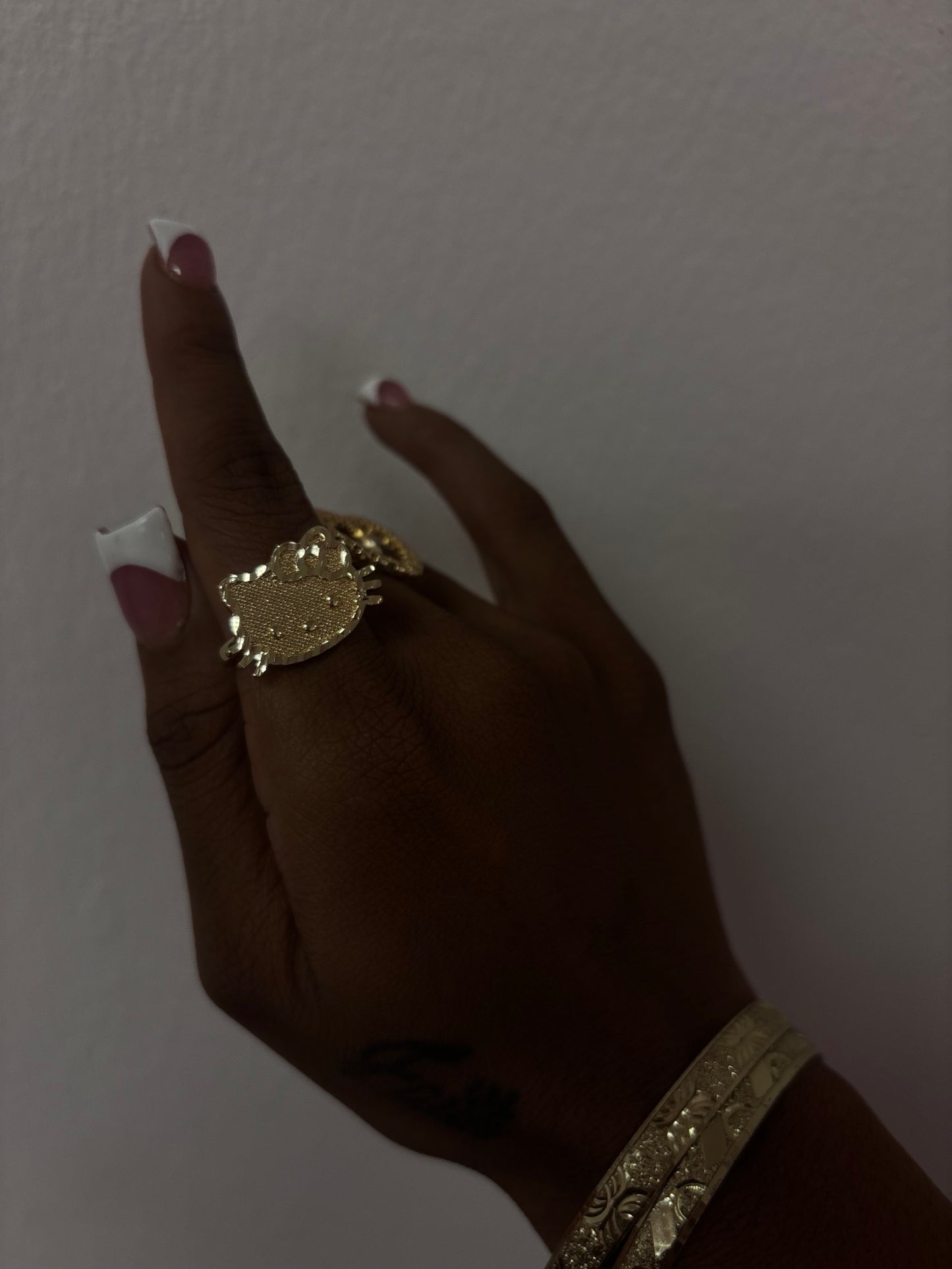 18k gold plated hello kitty ring