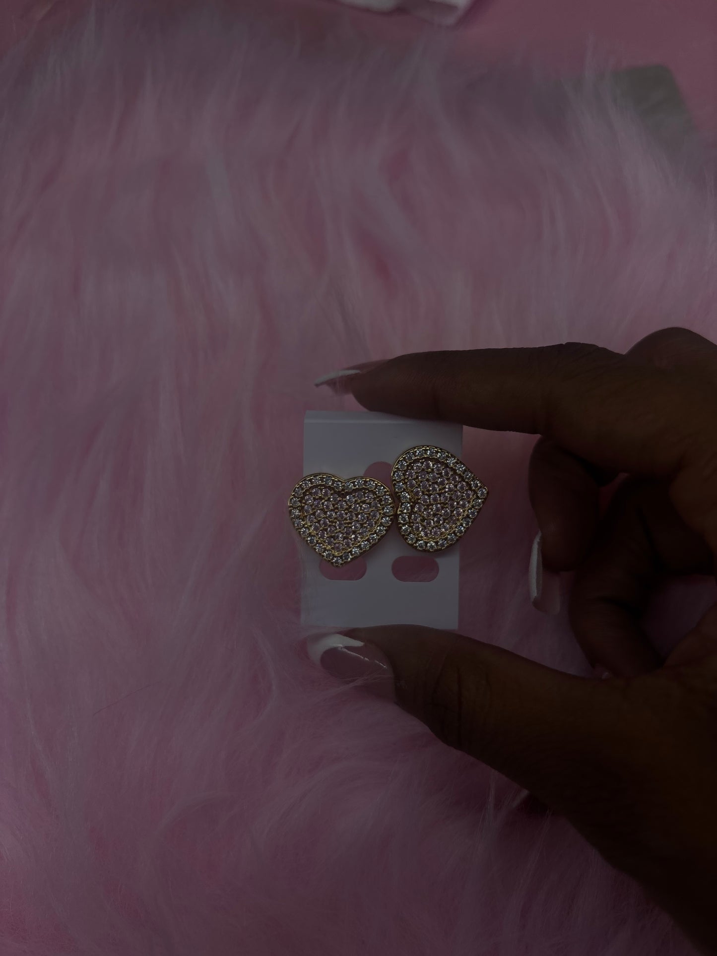 18k gold plated pink heart stud earrings