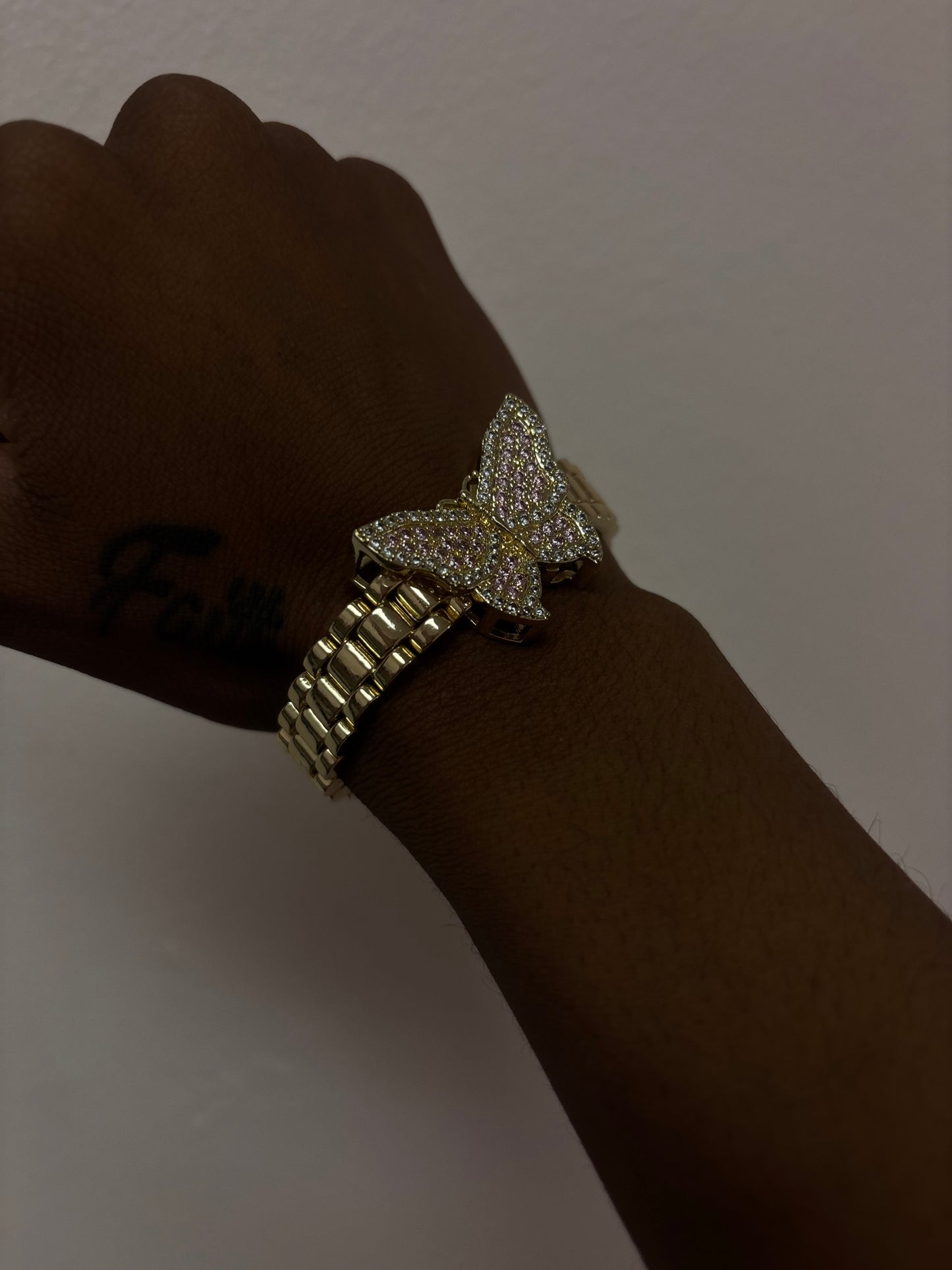 Butterfly Rollie chain & 18k gold plated butterfly bracelet