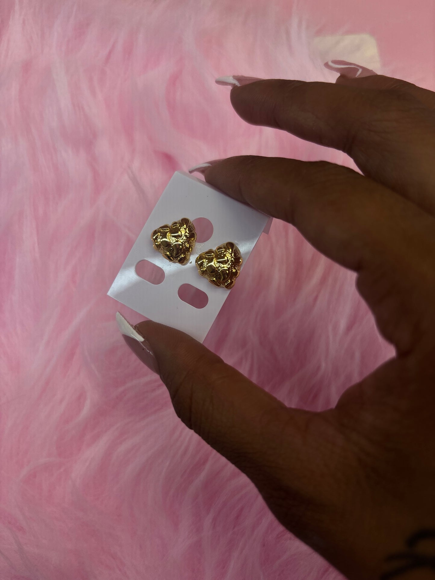 18k gold plated heart nugg stud earrings