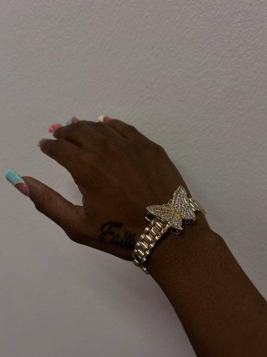 18k gold plated butterfly bracelet